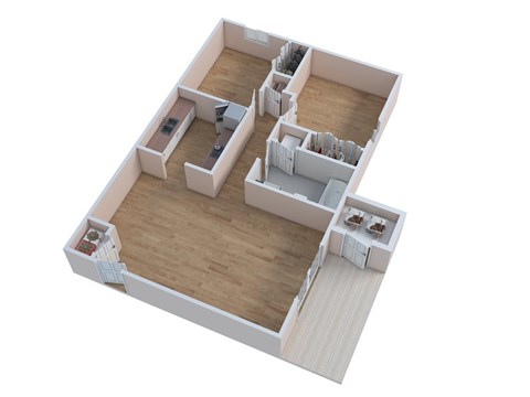 Floor plan for 1 bed, 1 bath, 705 sqft